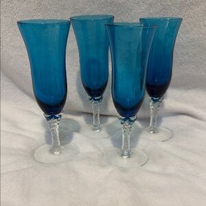 Set of Blue Champagne Flutes